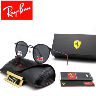 Ray Ban RB3605 Sunglasses Black/Black with Red
