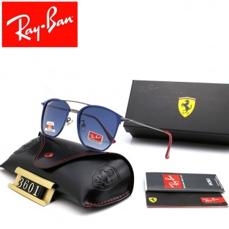 Ray Ban RB3601 Sunglasses Blue/Gray with Red with Bule