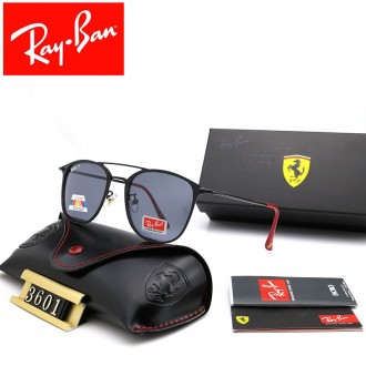 Ray Ban RB3601 Sunglasses Gray/Black with Red