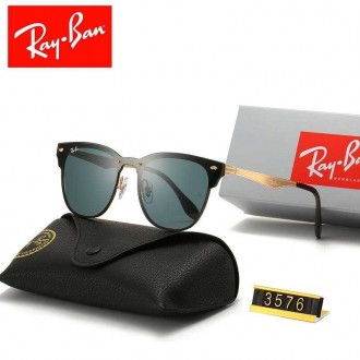 Ray Ban RB3576 Sunglasses Green/Gold with Brown with Black