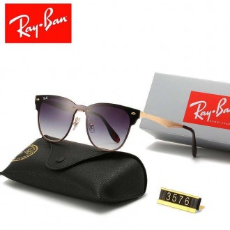 Ray Ban RB3576 Sunglasses Dark Blue/Gold with Brown with Black