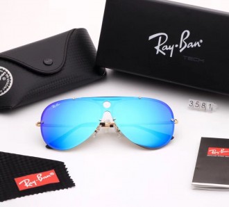 Ray Ban RB3581 Sunglasses Mirror Hyper Blue/Gold with Black