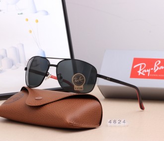 Ray Ban RB4824 Aviator Sunglasses Black/Black with Red