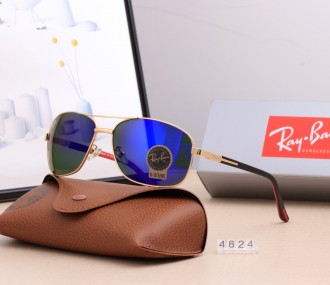 Ray Ban RB4824 Aviator Sunglasses Dark Blue/Gold with Black