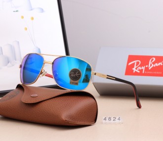Ray Ban RB4824 Aviator Sunglasses Blue/Gold with Black
