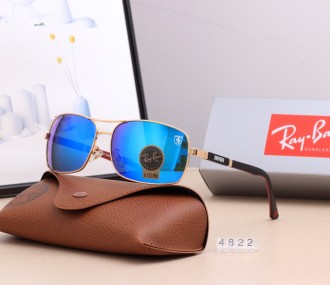 Ray Ban RB4822 Aviator Sunglasses Blue/Gold with Black