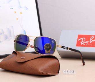 Ray Ban RB4822 Aviator Sunglasses Dark Blue/Gold with Black