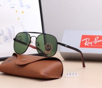 Ray Ban RB4825 Aviator Sunglasses Green/Black with Red