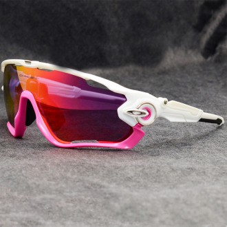 Oakley Jawbreaker Sunglasses White with Pink/Ice Red