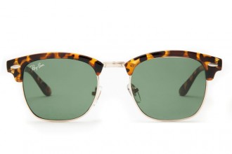 Ray Ban RB3016 Clubmaster Sunglasses Tortoise/Light Green
