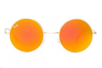 Ray Ban RB3088 Round Sunglasses Metal Gold/Orange