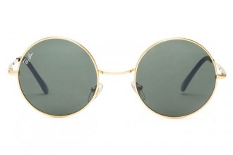 Ray Ban RB3088 Round Sunglasses Metal Gold/Dark Green
