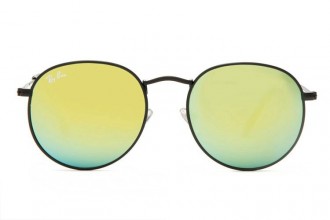 Ray Ban RB3089 Round Sunglasses Black/Light Green Gradient