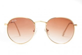 Ray Ban RB3089 Round Sunglasses Gold/Light Brown Gradient