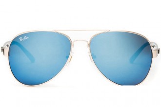Ray Ban RB3806 Aviator Sunglasses Gold/Light Blue