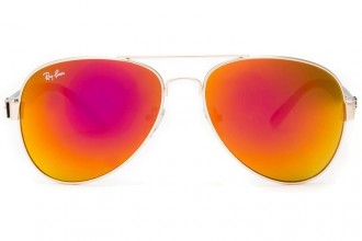 Ray Ban RB3806 Aviator Sunglasses Gold/Ruby Gradient