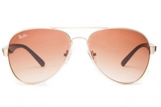 Ray Ban RB3806 Aviator Sunglasses Gold/Clear Ruby Gradient