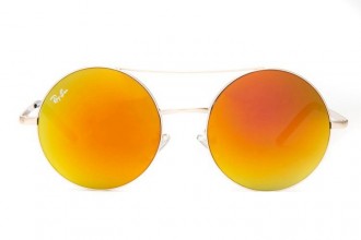 Ray Ban RB3813 Round Sunglasses Metal Gold/Orange Gradient