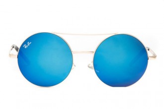 Ray Ban RB3813 Round Sunglasses Metal Gold/Blue