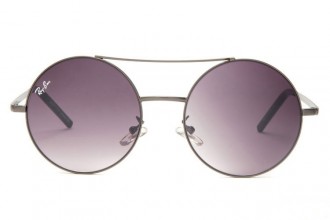 Ray Ban RB3813 Round Sunglasses Metal Gray/Light Purple Gradient