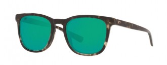 Costa Sullivan Mens Sunglasses Shiny Black Kelp/Green Mirror