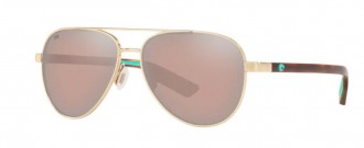 Costa Peli Mens Sunglasses Brushed Gold/Copper Silver Mirror