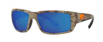 Costa Fantail Mens Sunglasses Realtree Xtra Camo Orange Logo/Blue Mirror