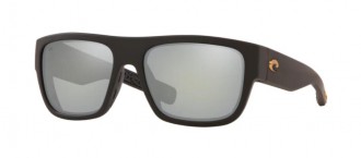 Costa Sampan Mens Sunglasses Matte Black Ultra/Gray Silver Mirror