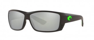 Costa Cat Cay Mens Sunglasses Matte Black Green Logo/Gray Silver Mirror