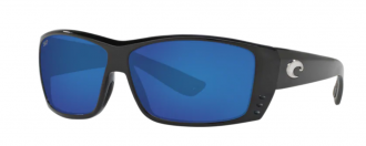 Costa Cat Cay Mens Sunglasses Shiny Black/Blue Mirror