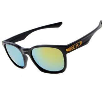 Oakley Garage Rock Sunglasses Round Black Frame Fire Blue Iridium Lens