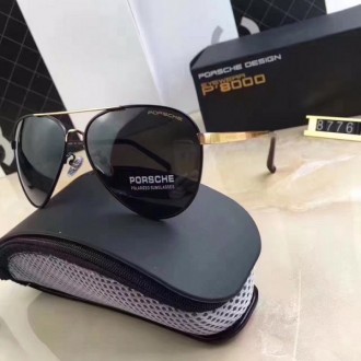 Porsche Design Gold P'8000 Aviators Sunglasses Gradient Lenses Dark Black