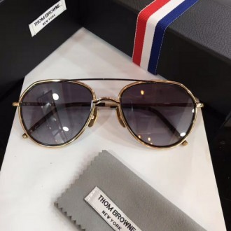 Thom Browne TB139 Sunglasses Gray Lenses Gold Big Frame