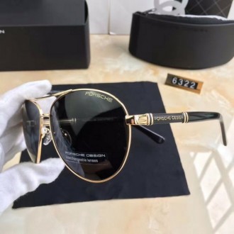 Porsche Design Black P6322 Sunglasses Polarized Black Gold