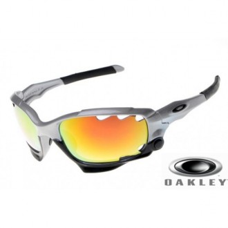 Oakley Racing Jacket Sunglasses Gray / Fire Yellow Vented Iridium