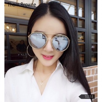 Men's Women's Thom Browne 0153 Circular Sunglasses Dark Silver Lenses