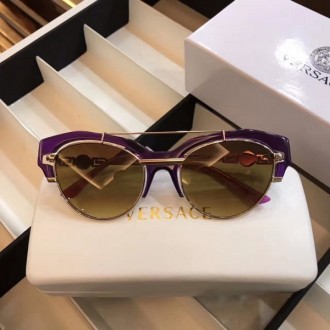 Versace VE2154B Cat Eye Sunglasses Brown Lenses Purple Frame