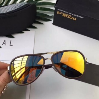 Mens Womens Porsche Design P'8000 Aviators Sunglasses Polarized Gold