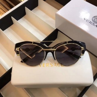 Versace VE2154B Cat Eye Sunglasses Black Lenses White Glasses Legs