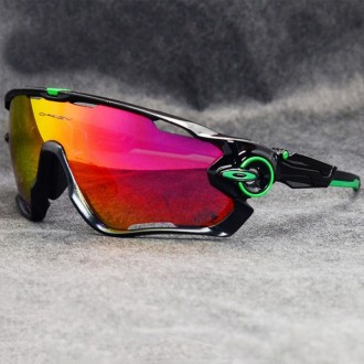 Oakley Sunglasses Jawbreaker Black Frame Fire Iridium Lens green logo