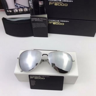 Porsche Design Silver P8558 Aviators Sunglasses Polarized White