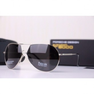 Porsche Design Silver Aviators Sunglasses Polarized Black