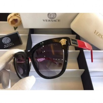 Women's Versace Square Sunglasses Black Red Frame