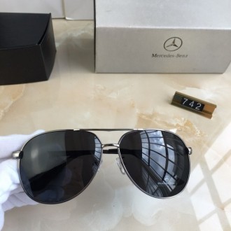 Men's Mercedes-Benz B742 Sunglasses Black Lenses Silver Frame