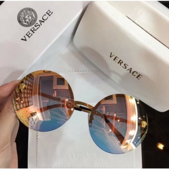 Versace 2176 Retro Round Frame Sunglasses Orange Blue