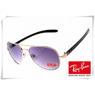 Ray Ban RB8307 Aviator Tech Sunglasses Carbon Fibre Gold Black Frame Purple Gradient Lens