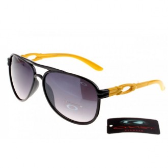Oakley Women Daisy Chain Aviator Sunglasses Polishing Black Yellow Frame Grey Gradient Lens