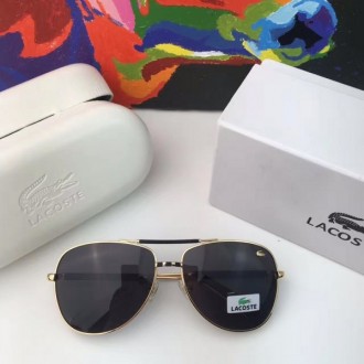 Men's Women's Lacoste Polarized Sunglasse Black Mirror Gold Frame