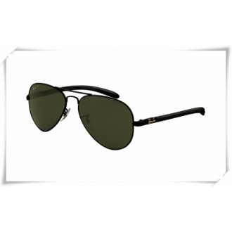 Ray Ban RB8307 Aviator Tech Sunglasses Carbon Fibre Black Frame Classic Green Lens