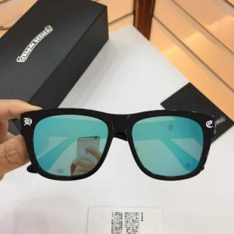 Chrome Hearts Sunglasses Oversized Black Frame Blue Lenses